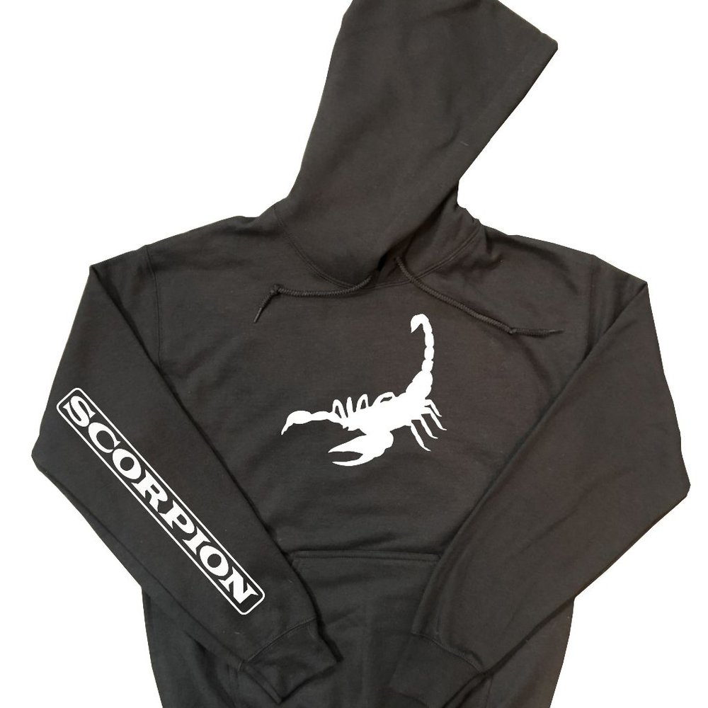 Scorpion Hoodie Black With White Designs
